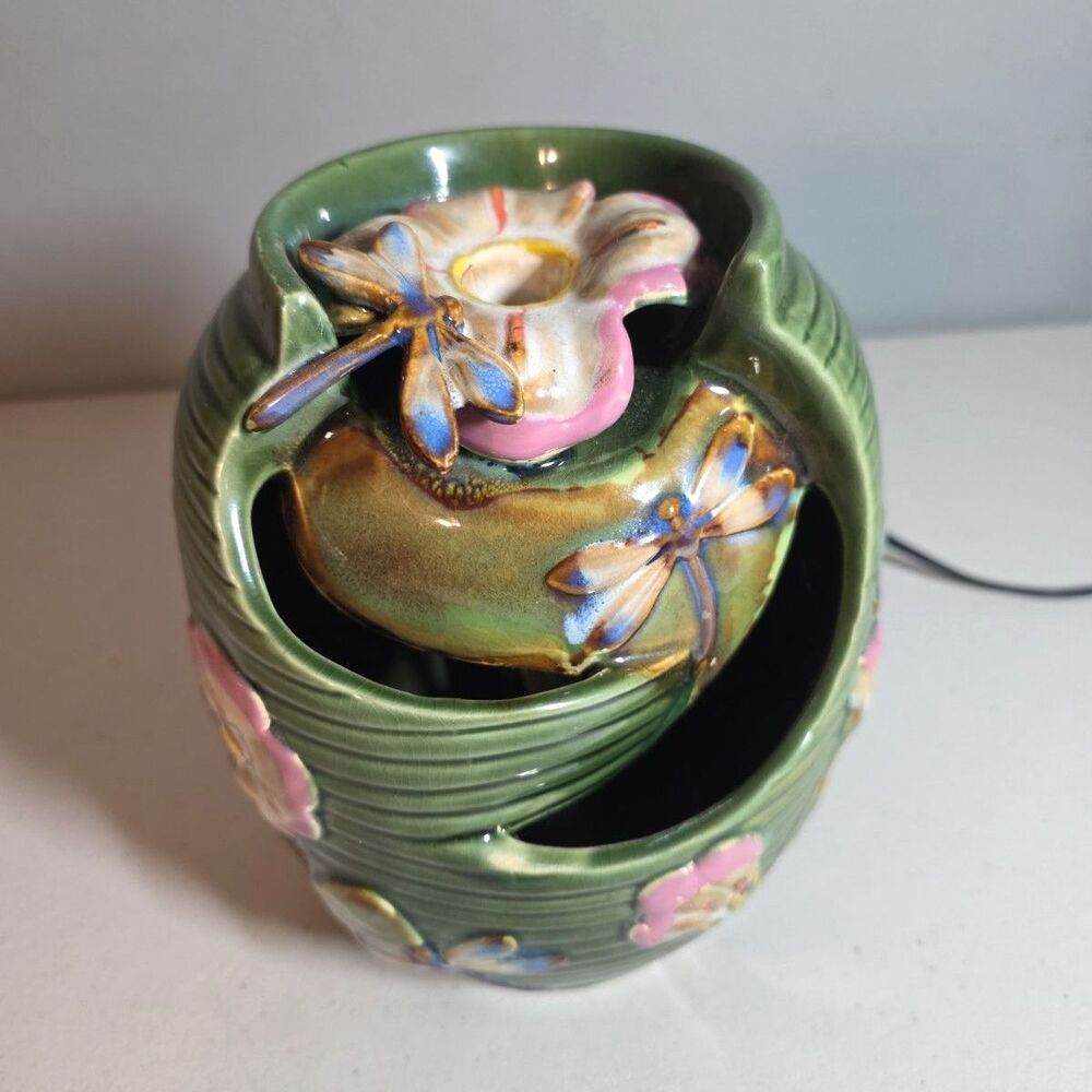 Ceramic Marbled Dragonfly Countertop Decorative Water Fountain - Works